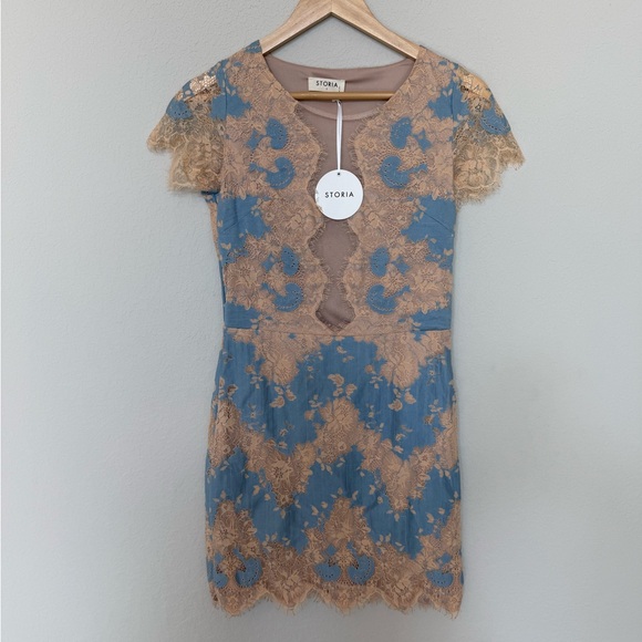 NWT Storia Aries Lace Mesh Mini Dress - Picture 4 of 14